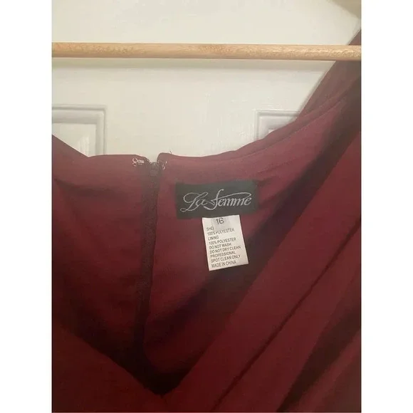 La Femme Deep Red Off-Shoulder Maxi Dress - Picture 8 of 8